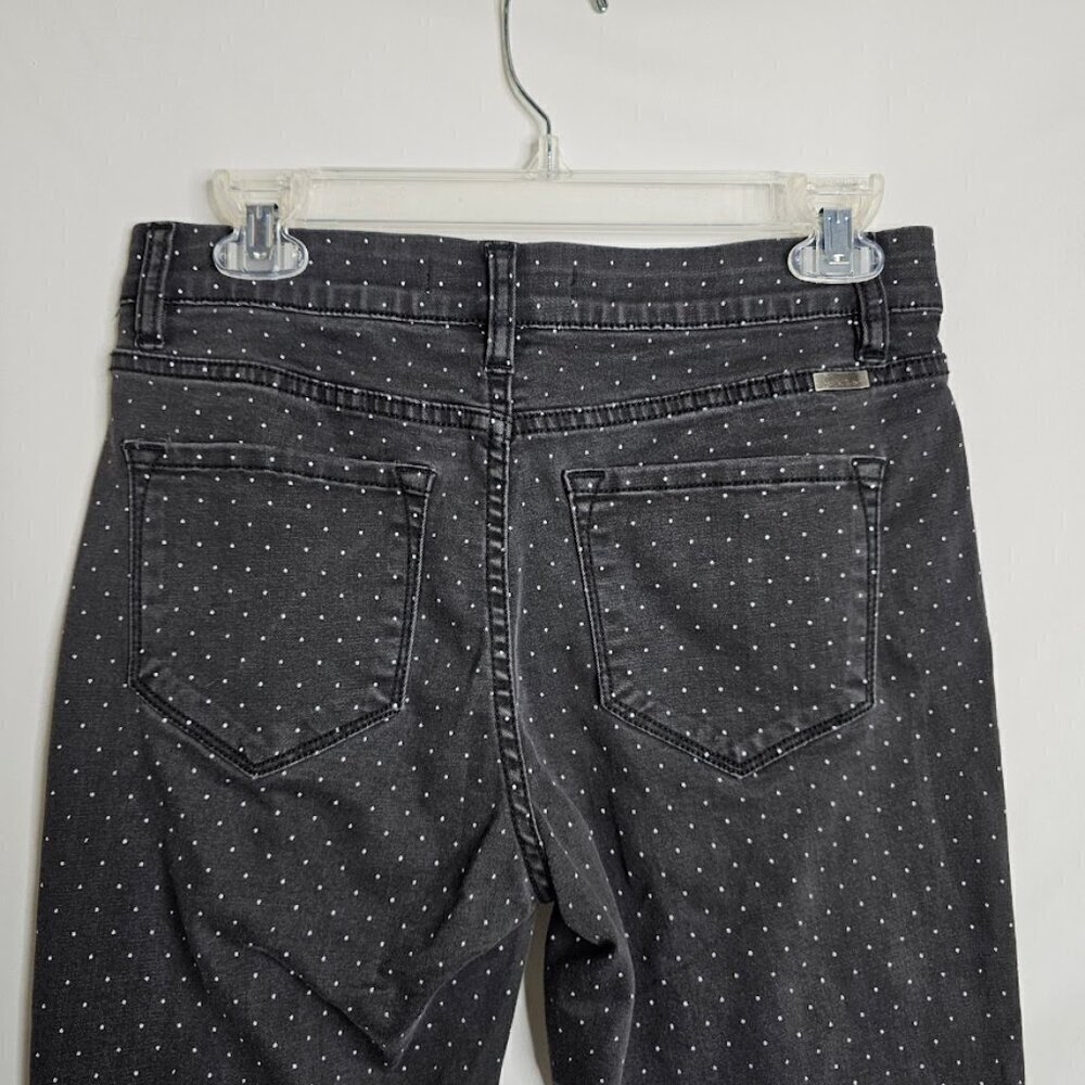 KANCAN Skinny Jeans size 9/28 BLACK w POLKA DOTS Preppy Mid Rise Pants Chic Cute - Picture 8 of 9
